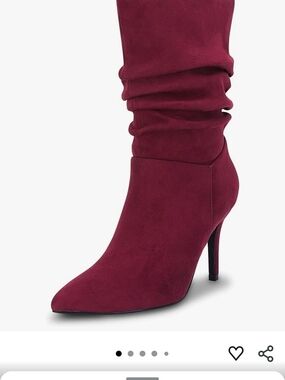 Slouch Pointed-Toe Stiletto Boot in Burgundy